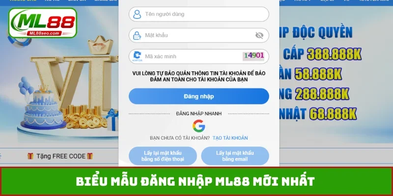 Biểu mẫu đăng nhập ML88 mới nhất