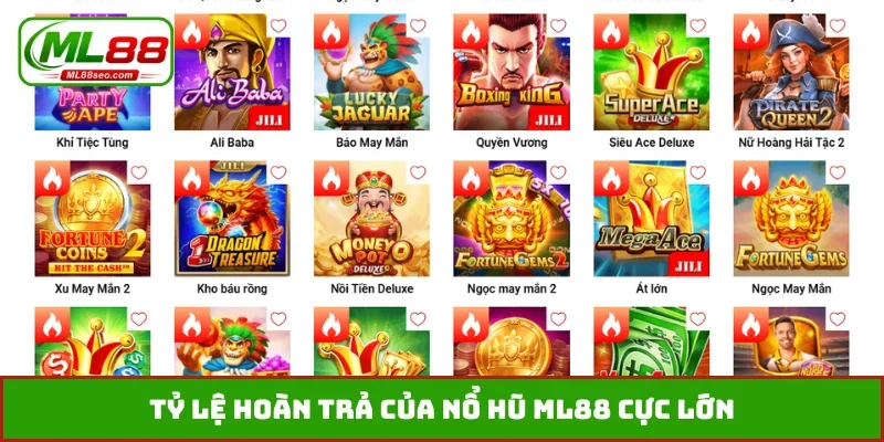Tỷ lệ hoàn trả của nổ hũ ML88 cực lớn